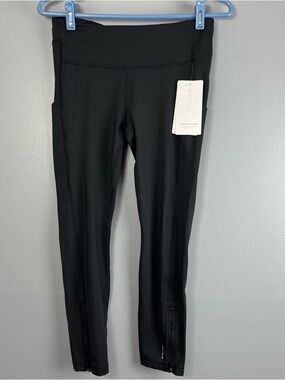 Athleta Black High-Rise Full-Length Leggings with Ankle Zips